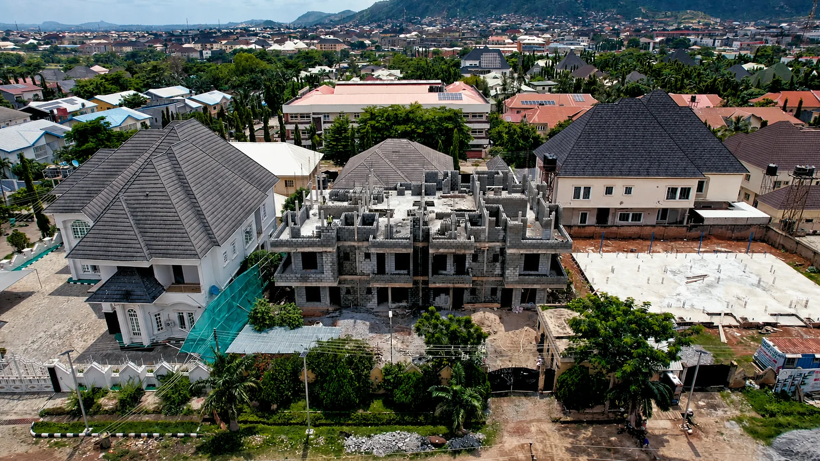 Aerial view of The Midtown Terraces during construction